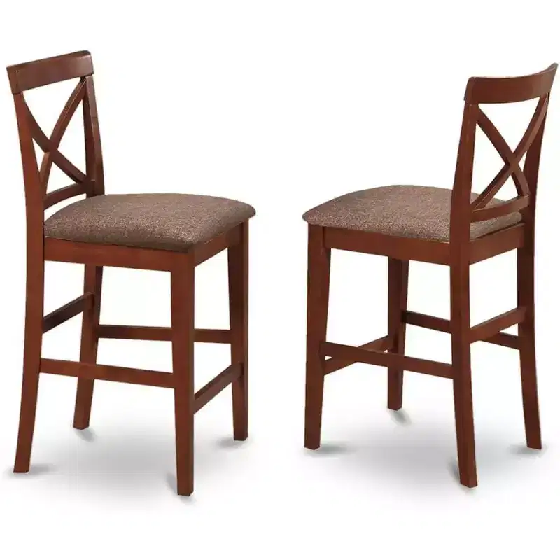HomeStock Pub Counter Stool-Linen Fabric Bar Height Dining Chair