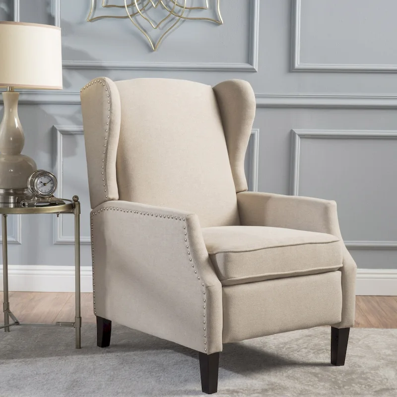 Wingback Push-Back Recliner Chair, Upholstered, Classic Style, Living Room Accent