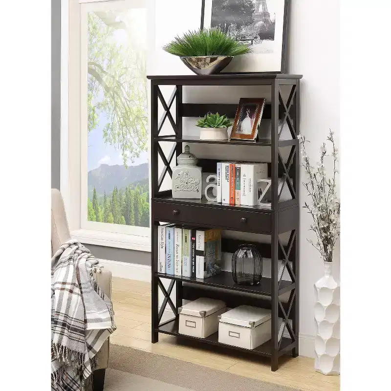 5-Tier Bookcase with Drawer for Living Room or Home Office