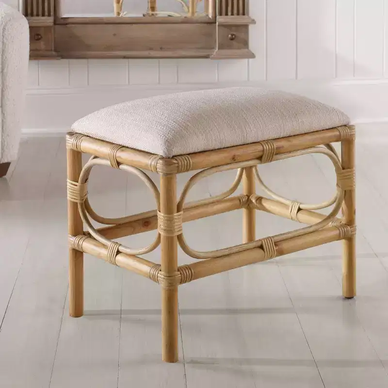 Laguna 24W White Fabric Rectangular Small Bench