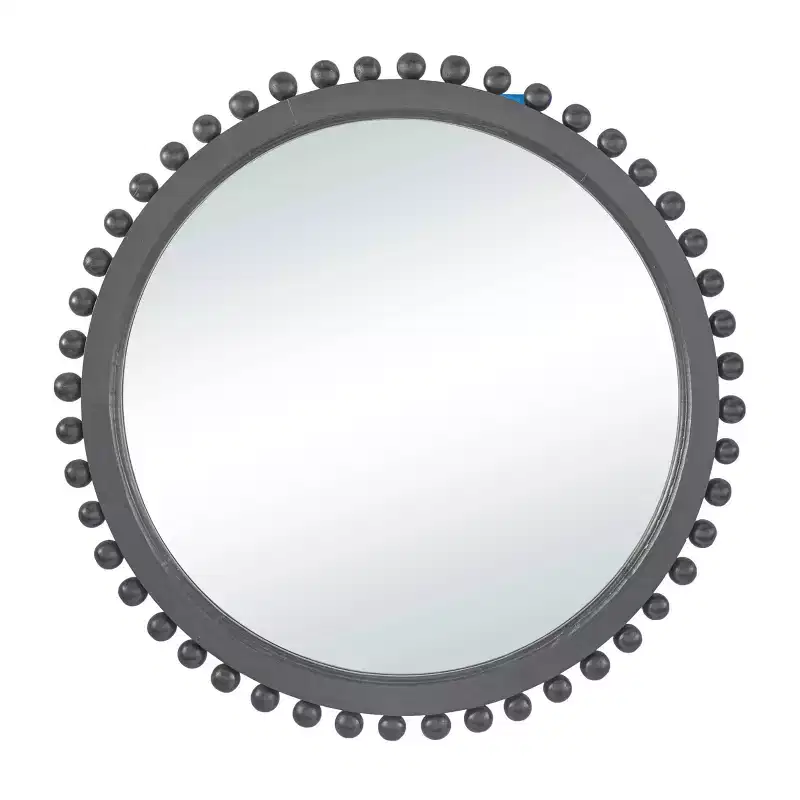 35x35 Mango Wood Wall Mirror with Beaded Detailing - Olivia & May