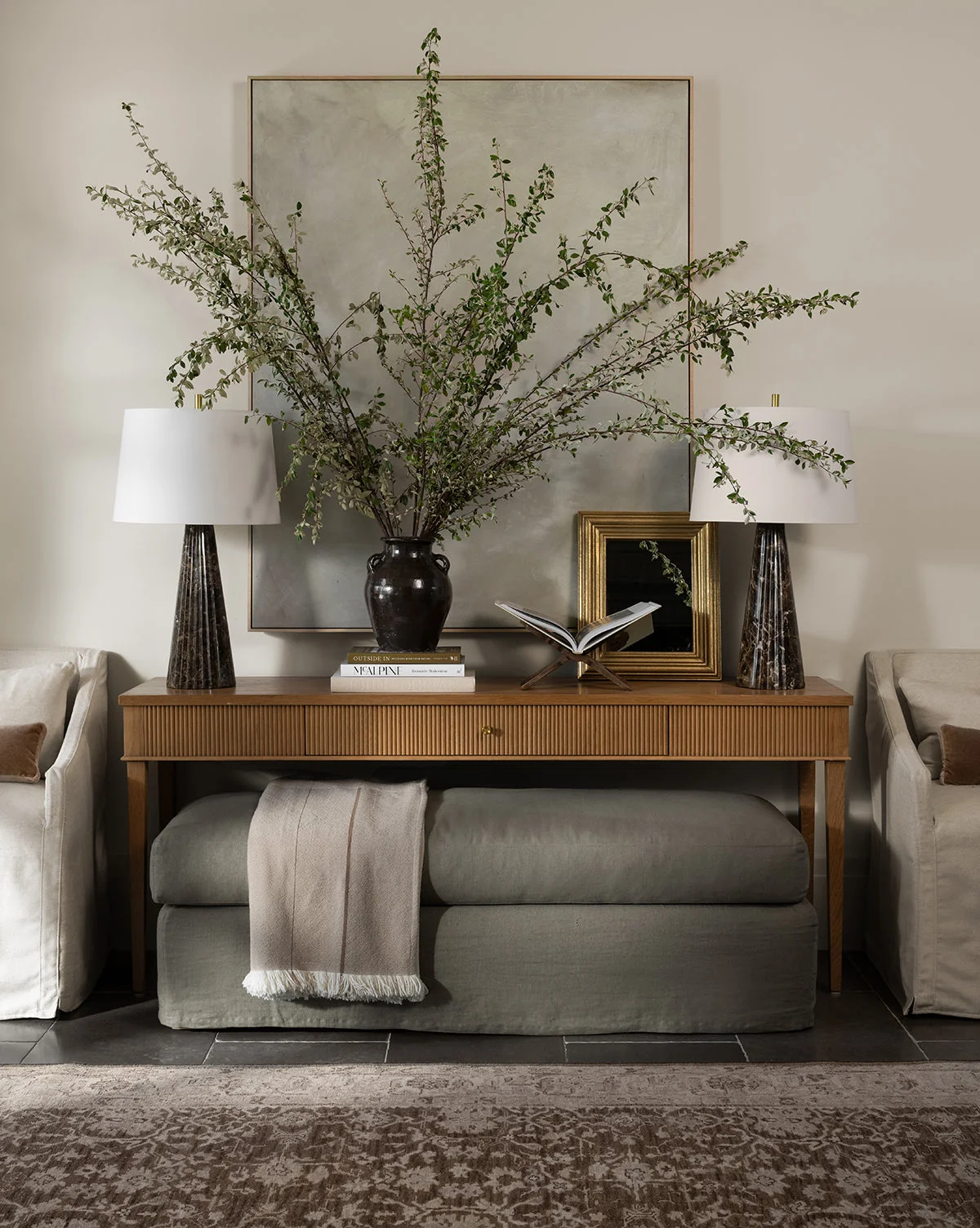 Modern Wood Console Table with Minimalist Design for Living Room