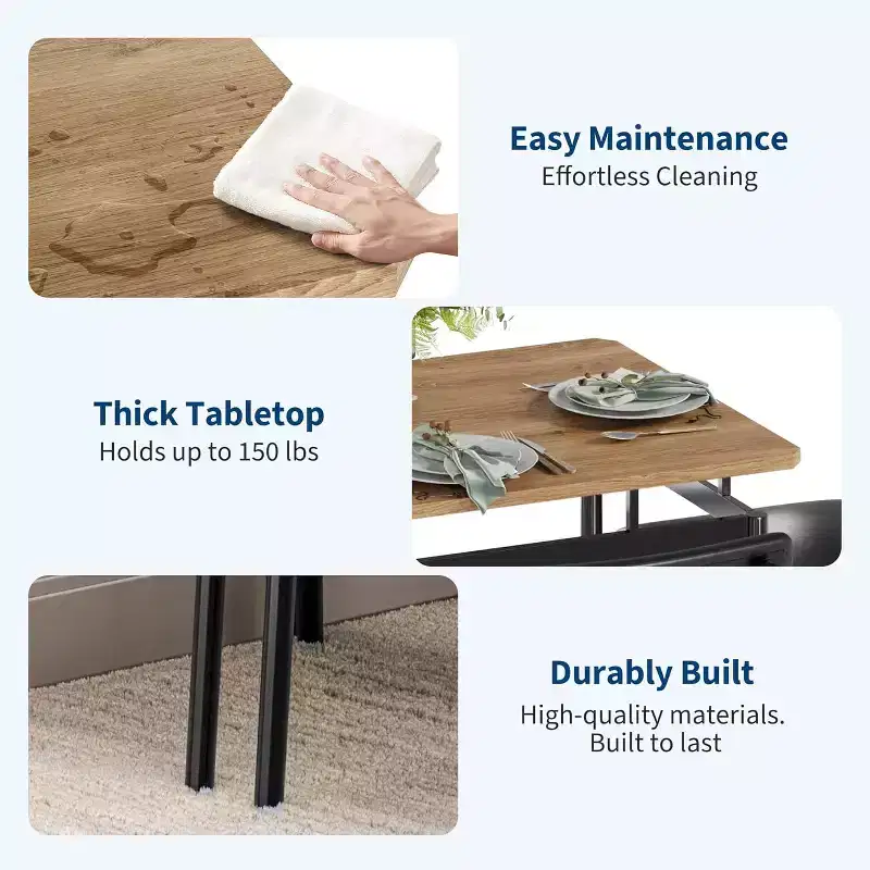 5 Piece Dining Table Set with Wooden Table & 4 PU Upholstered Chairs, Industrial Metal Frame, Compact Kitchen & Dining Room Set
