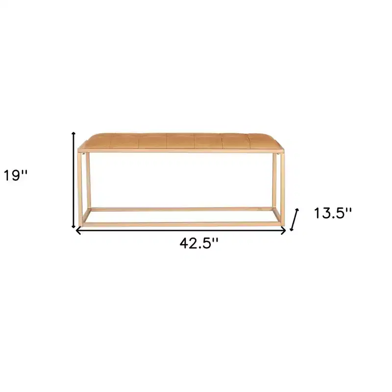 HomeRoots 43 Brown And Gold Upholstered Upholstery Bedroom Bench