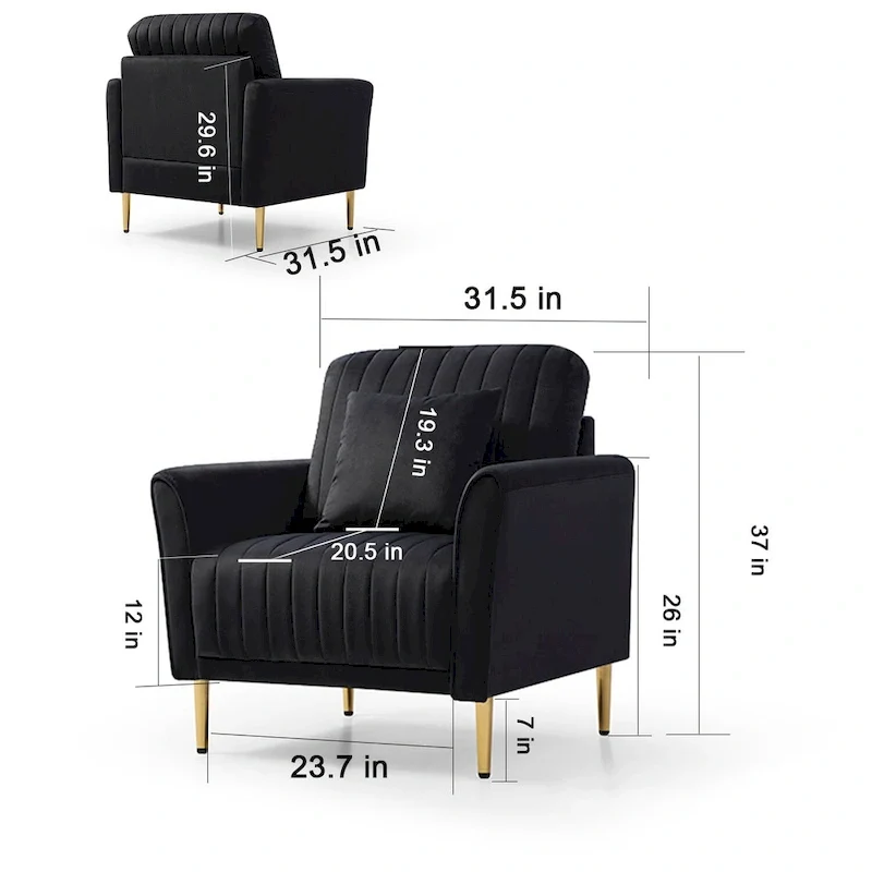 Velvet Accent Chair Living Room Chair Set of 2