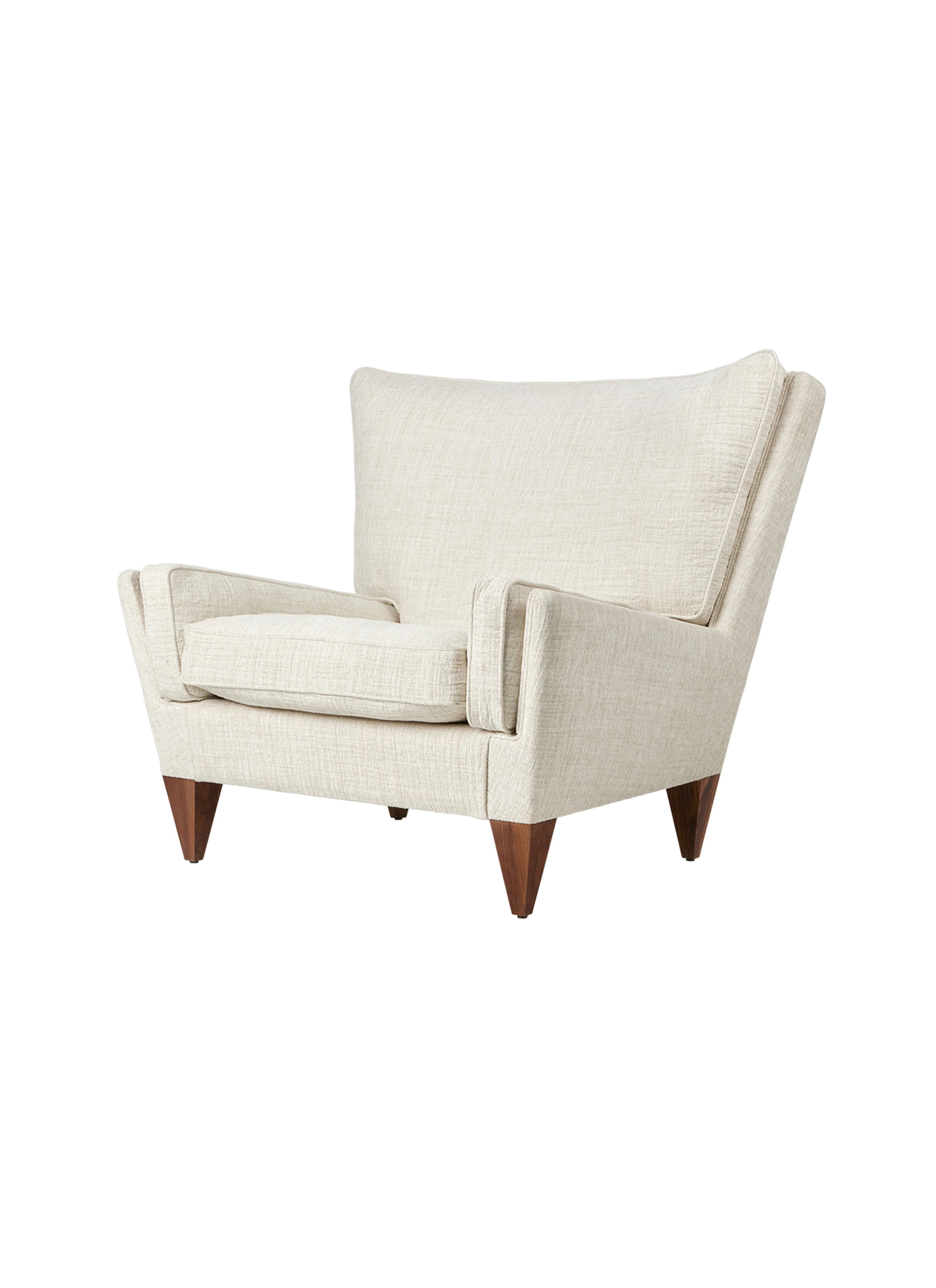Classic Brown Leather Lounge Chair with Solid Wood Base & Reclining Back for Living Room