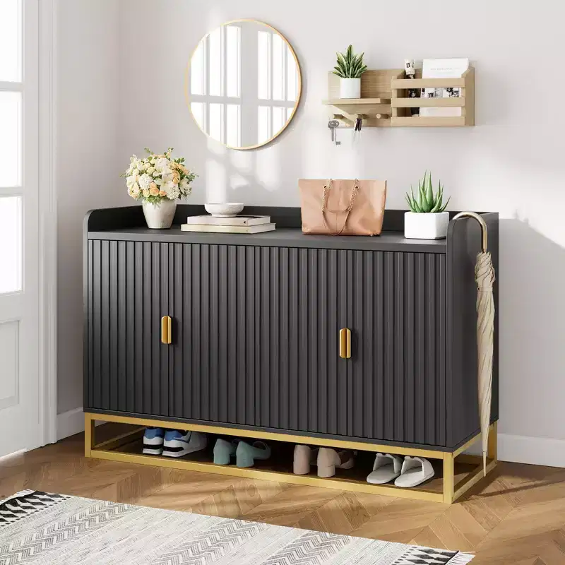 GustoWave 47.2 Fluted Sideboard with Storage Cabinet,Media Console Buffet Cabinet with Doors for Living Room, Kitchen, Entryway