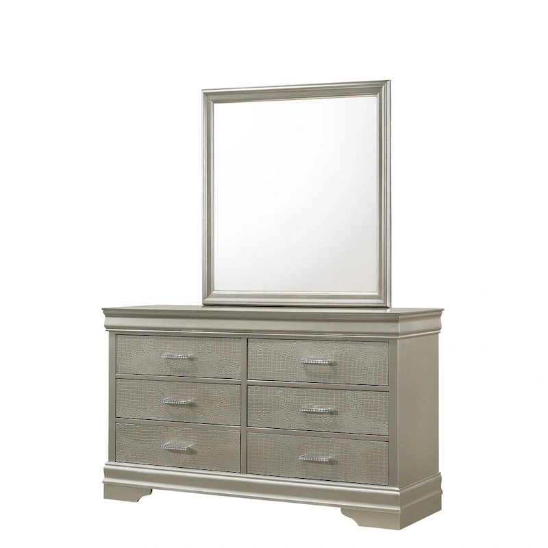 Sigurd 4 Piece Silver Faux Leather Upholstered Tufted Panel Bedroom Set