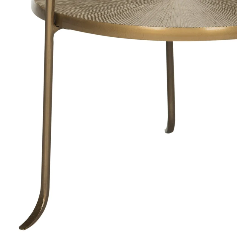 Brass Side Table with Sunburst Detail – 14