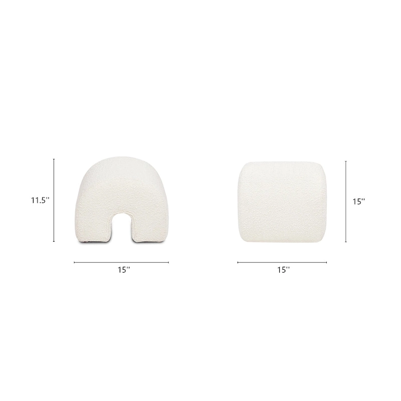 Bridge 16 Boucle Faux Sherpa Upholstered Arched Footstool Ottoman