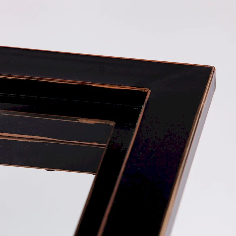 SEI Furniture Bugleweed Black/Copper Distressed Metal and Tempered Glass Glam Coffee Table