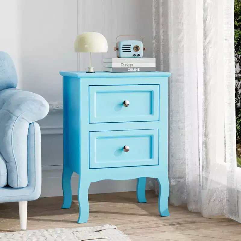 Nightstand with 2 Drawers for Bedrooms, Small Bedside Table with Drawers for Small Spaces