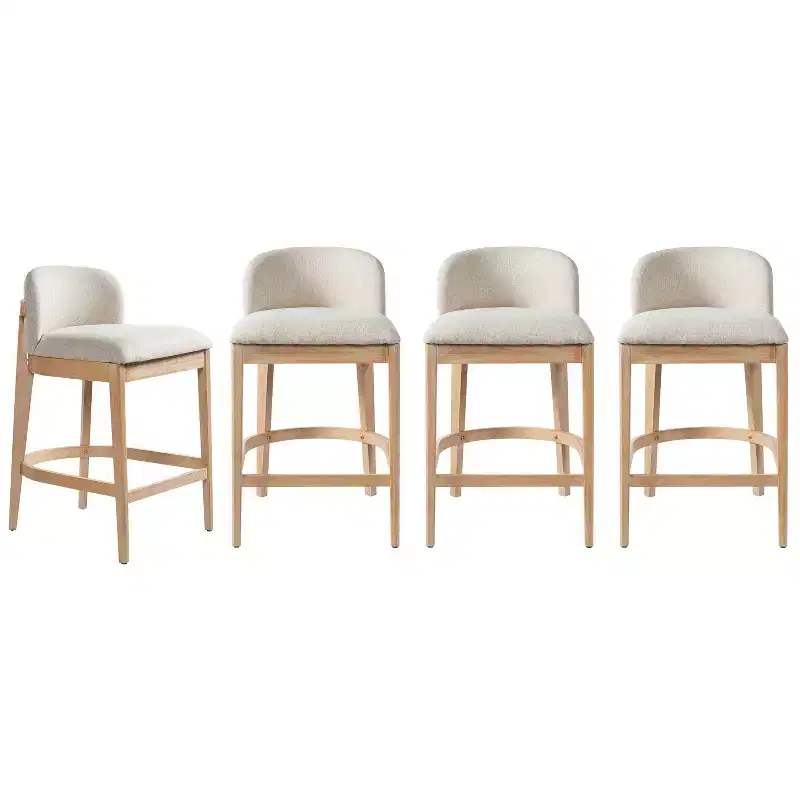 Christopher Knight Home Stephanie Farmhouse Rubberwood Upholstered Counter Stools with Curved Backrest (Set of 4)