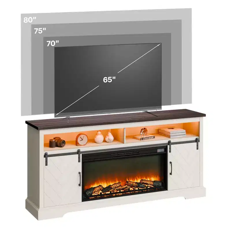 Fireplace TV Stand with LED Lights – Fits TVs up to 80 Inches