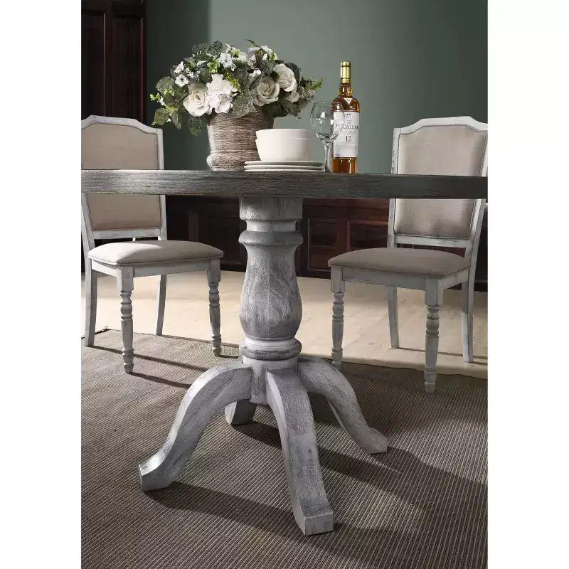 Roundhill Furniture Iris Round Pedestal Wood Dining Table