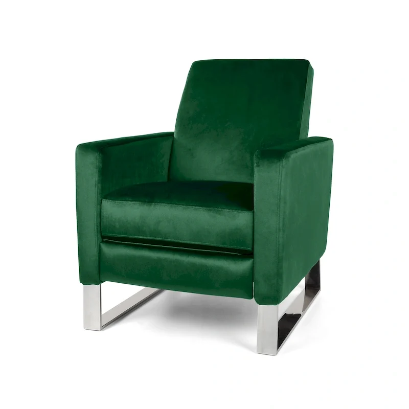 Modern Velvet Recliner Chair with Steel Legs, Upholstered Accent Armchair for Living Room