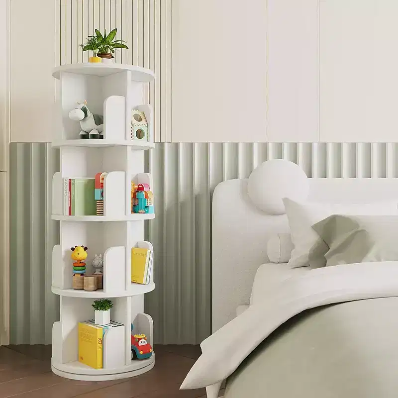 360 Rotating Bookcase – 4-Tier Spinning Shelf for Home and Office
