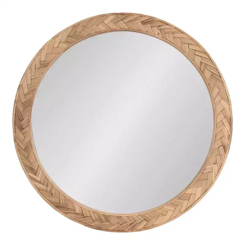 Kate & Laurel All Things Decor 24"x24" Braywood Round Mirror Brown