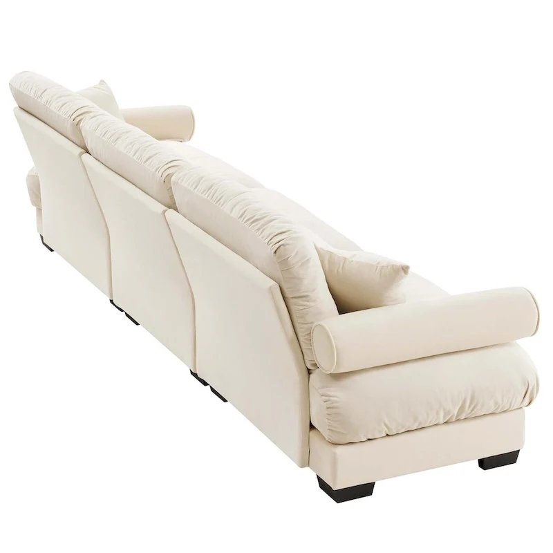 130 Velvet Modular 5-Seat Sofa with Cloud Cushion Sectional and Bolster Headrests