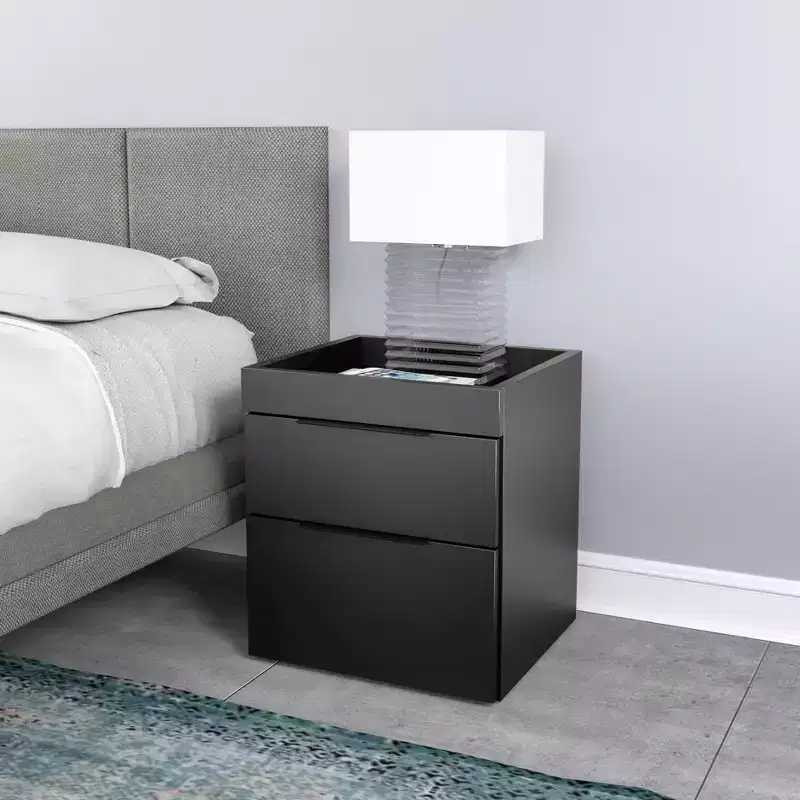 Modern Double Drawer Nightstand