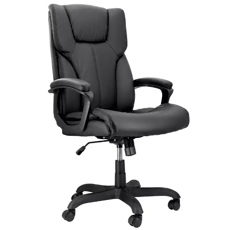 High Back Adjustable Faux Leather Office Chair in Black