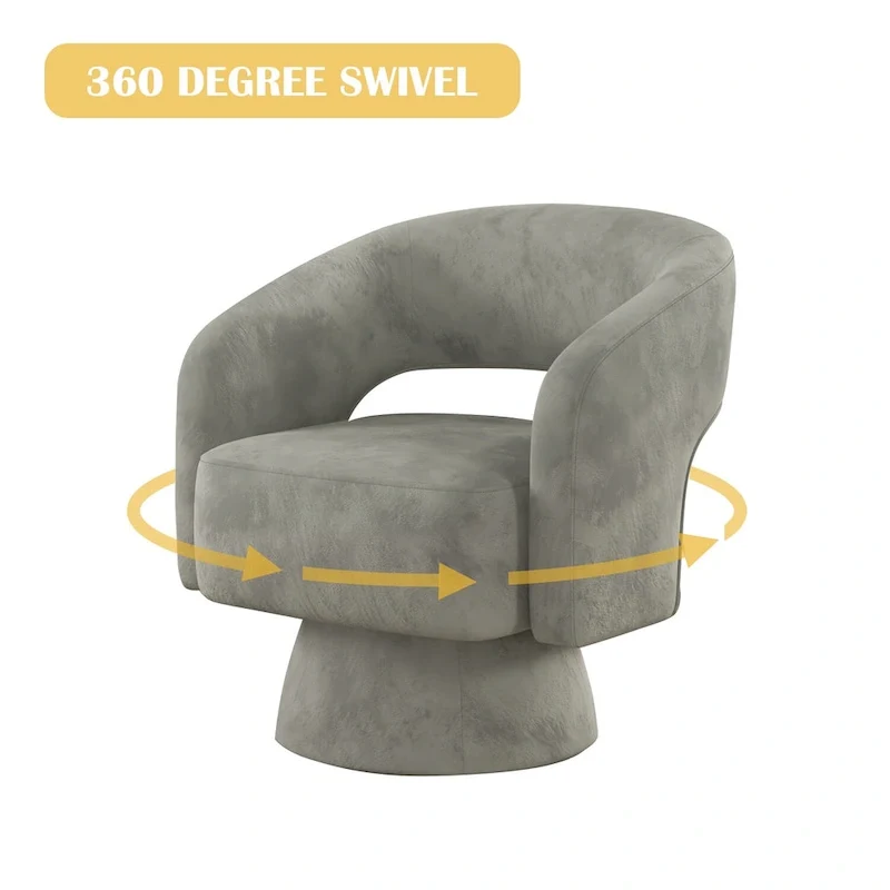 360 Degree Swivel Barrel Upholstered Modern Armchair