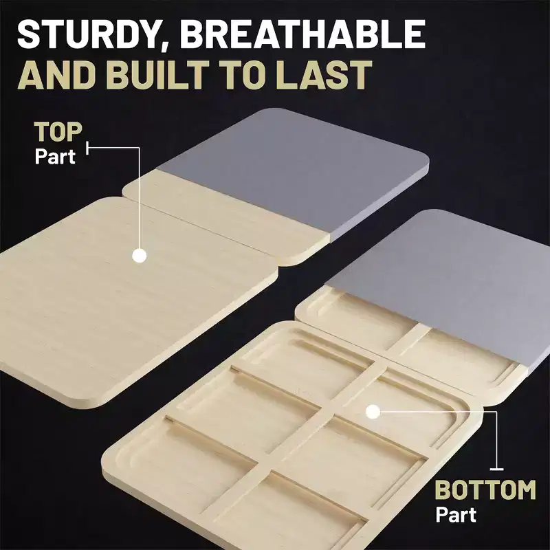 Continental Sleep, Premium 38mm Solid Surface Wood Bunkie Board Queen Size Bed Frames, 4-Piece Under Mattress Support Board