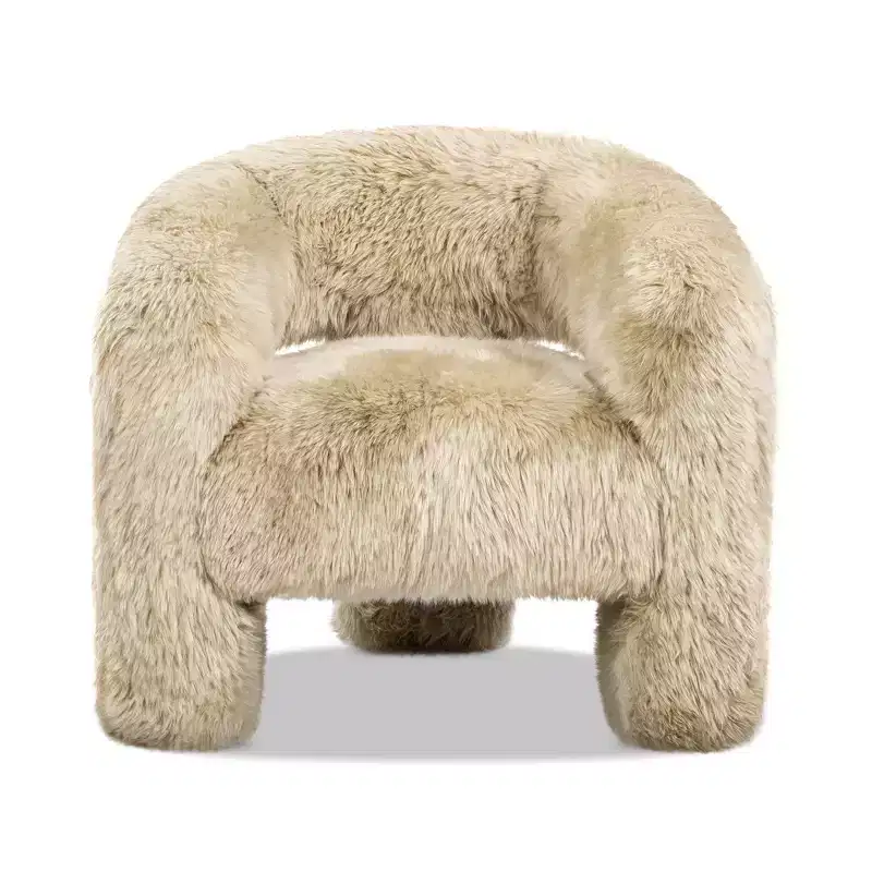 Jennifer Taylor Home Avalon 35 Genuine Sheepskin Fur Split Barrel Back Accent Chair, Natural Blonde Genuine Fur
