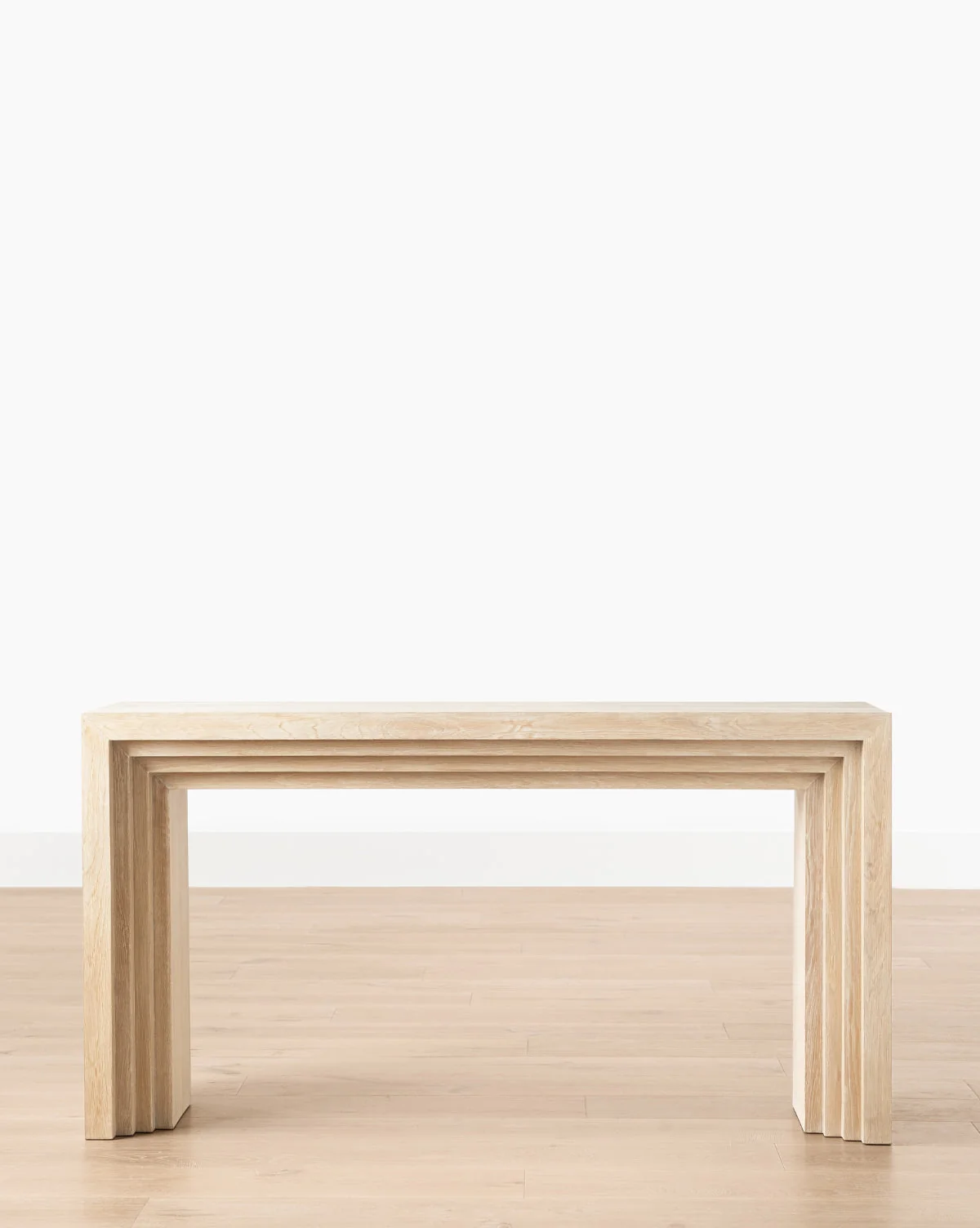 Sculptural Wood Console Table with Stepped Silhouette for Living Room