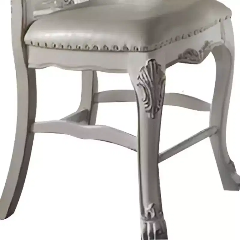 Acme Furniture 25" Dresden Dining Chair Fabric and Bone White Finish: Leather Upholstery, Wood Frame, Armrest, Spot Clean