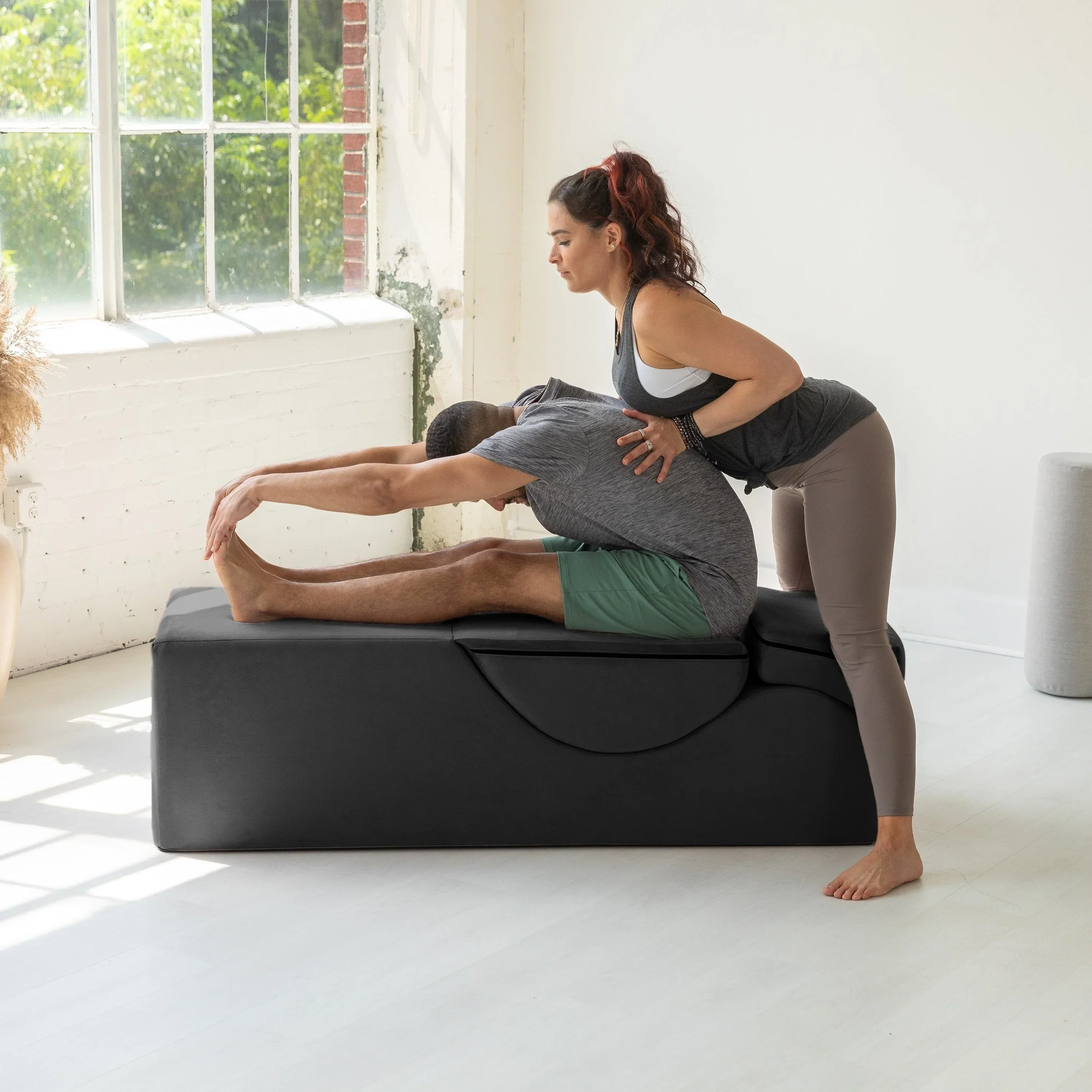 Avana Kami Convertible Chaise / Yoga & Massage - 2-In-1 Ottoman with Concealed Fold Out Yoga Lounge Chair, Microvelvet - N/A