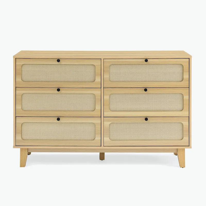 wooden antique six-drawer dresser