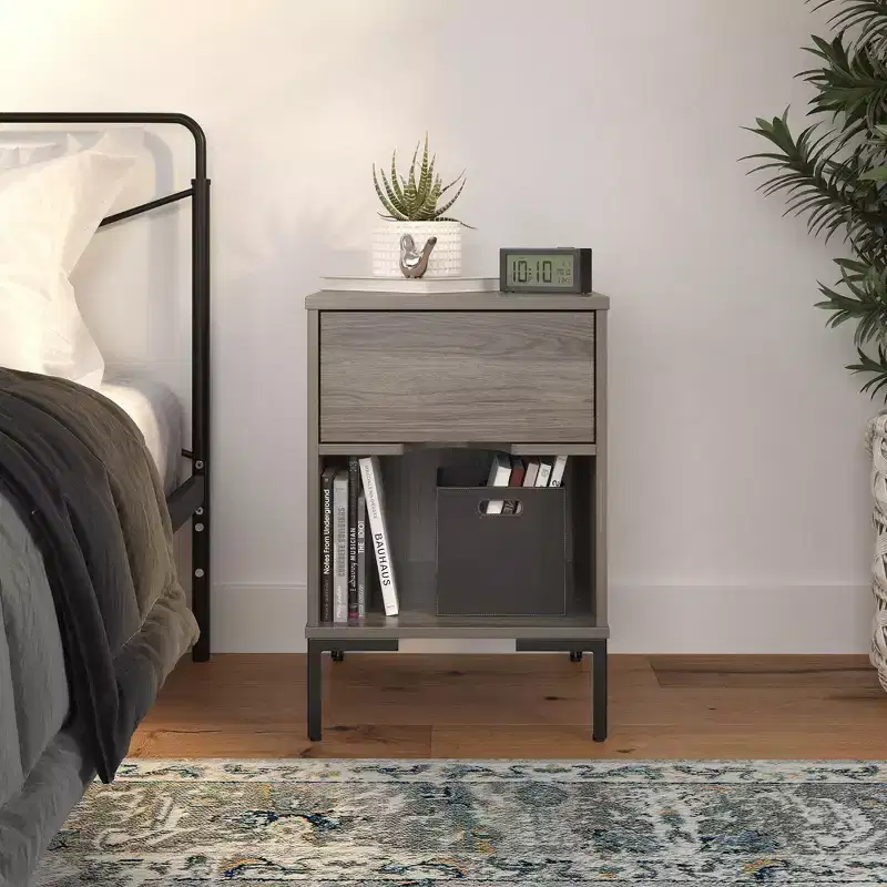 RealRooms Rolland Nightstand, Weathered Oak