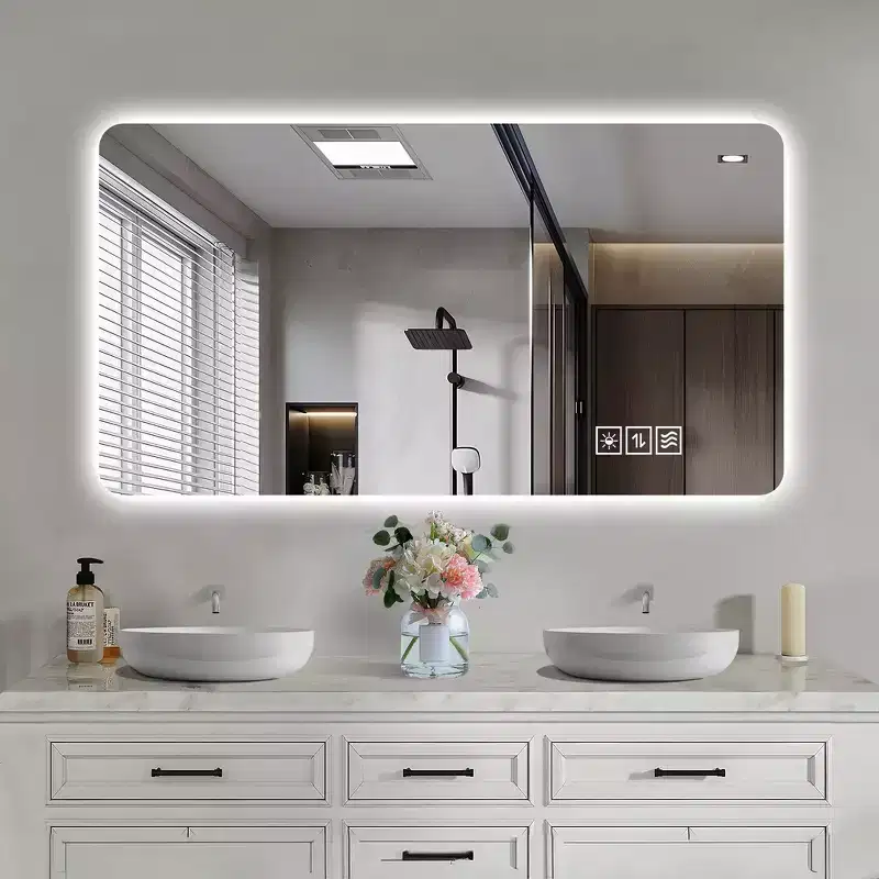 Whisen Rimless Touchable Bathroom Wall Mirror with Defogging Function