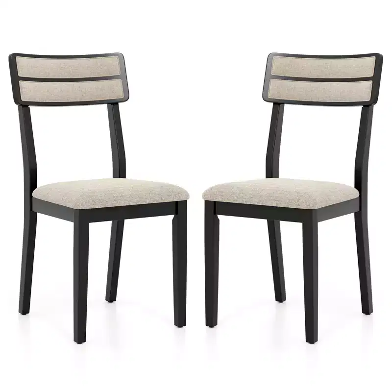 Costway Modern Dining Chairs Set of 2 w/Tilt Backrest Rubber Wood Legs Soft Padded Seat