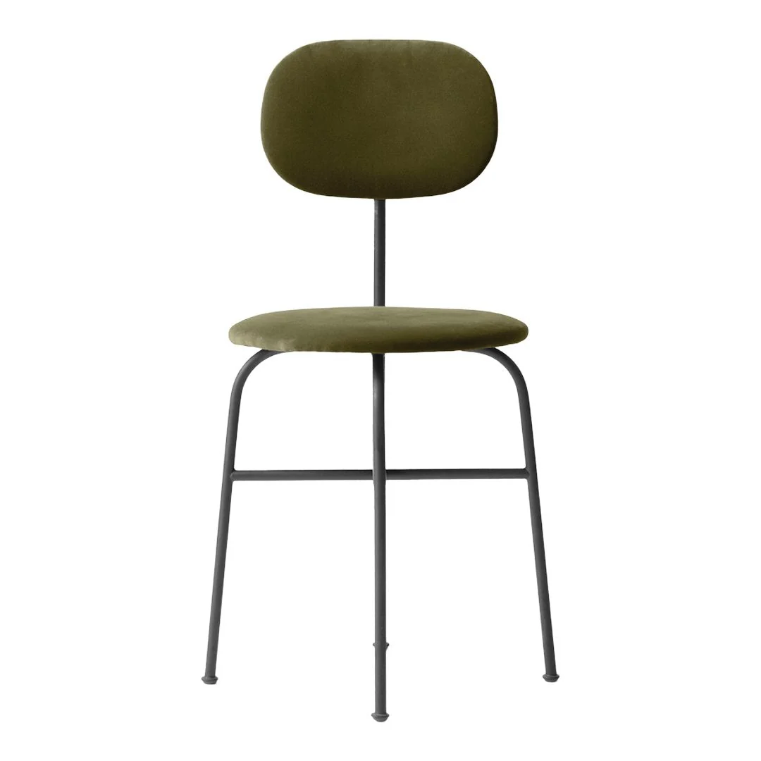 Bauhaus Minimalist Fully Upholstered Side Chair with Clean-Line Steel Frame for Dining Room
