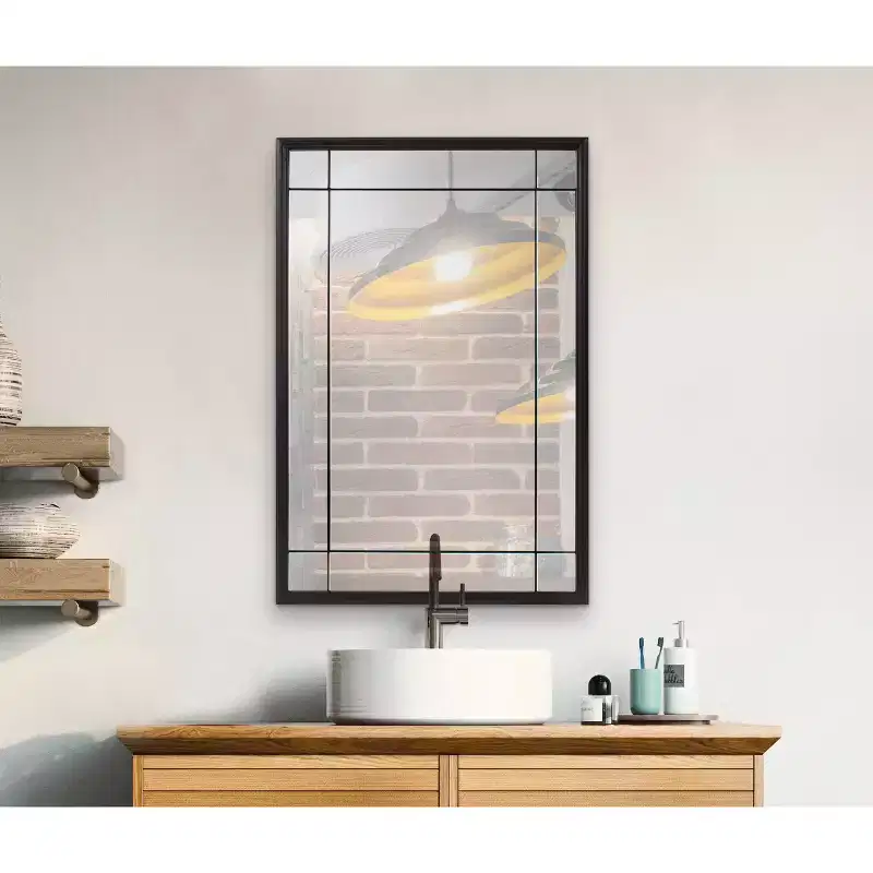 Howard Elliott 36"x24" Antique Metal French Multi-Panel Framed Vanity and Wall Mirror Black