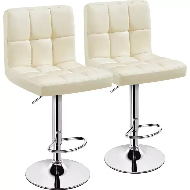 Yaheetech 2pcs Adjustable PU Leather Swivel Stool Armless Chairs with Bigger Base