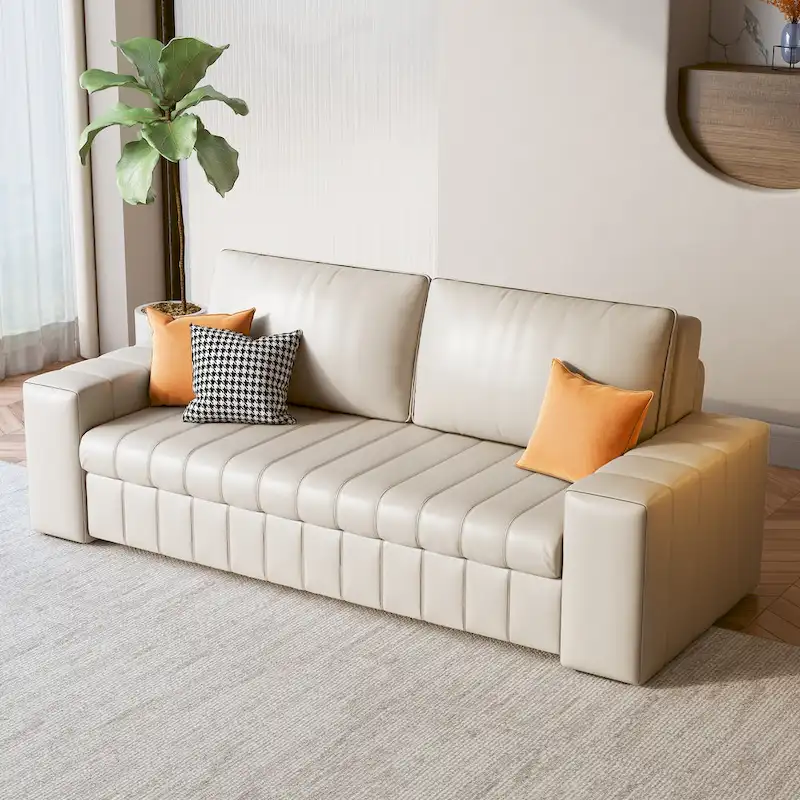 Modern Upholstered Loveseat Sleeper Sofa with Under-Seat Storage & High-Resilience Foam Cushions