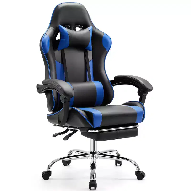 TUYOHW Ergonomic Gaming Chair with Footrest, PU Leather Recliner with Headrest and Fixed Up Armrest, Computer Chair for Study, Office