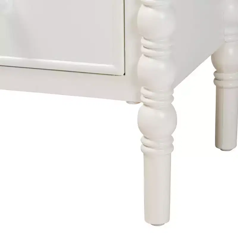 Wood 2 Drawer End Table with Spindle Legs White