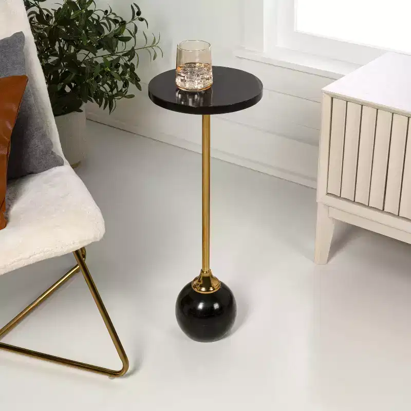 JONATHAN Y Evelyn 26 Modern Glam Metal/Resin Mosaic Top Pedestal Drink Table and Decorative End Table