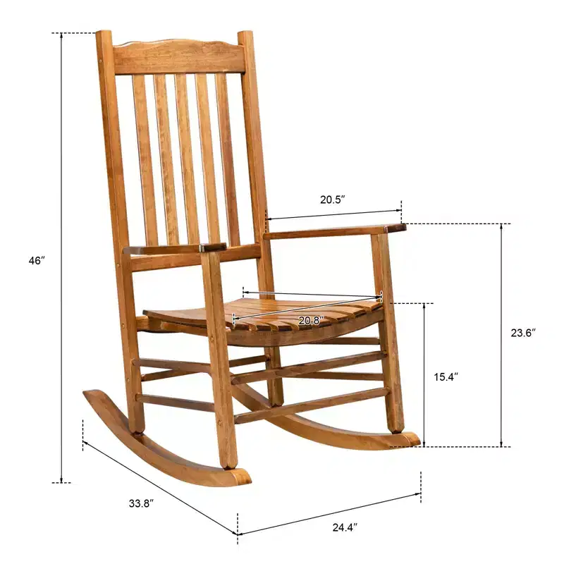 Karl Home | 24-Inch Solid Wood Patio Rocking Chair