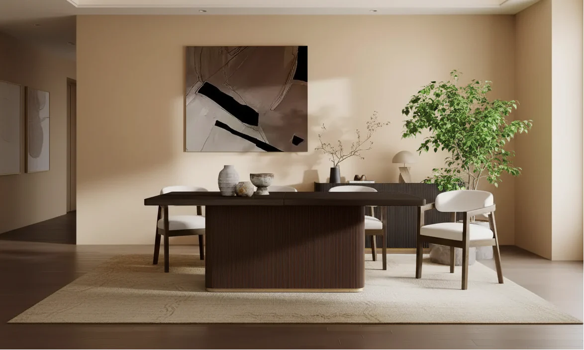 Modern 8-Seater 84 in Rectangular Dining Table with Pedestal Base, 84x40x30.25 in