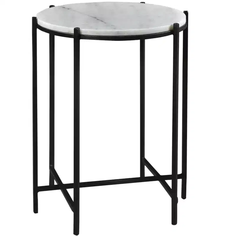 Crestview Collection Round Black Marble Accent_End Table