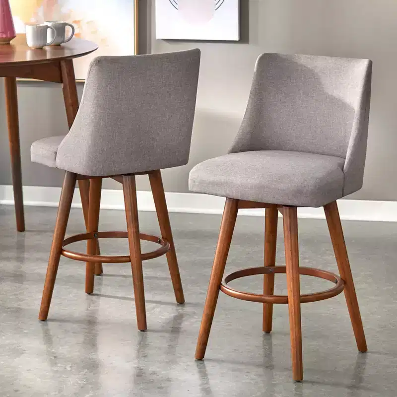 Lifestorey Set of 2 24 Derby Swivel Counter Height Barstools Walnut/Gray