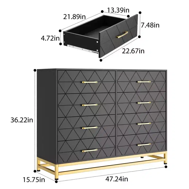 COZONY 36 Tall 8-Drawer Dresser Chest with Soft-Close Drawers, Modern Storage Organizer for Bedroom Closet Hallway