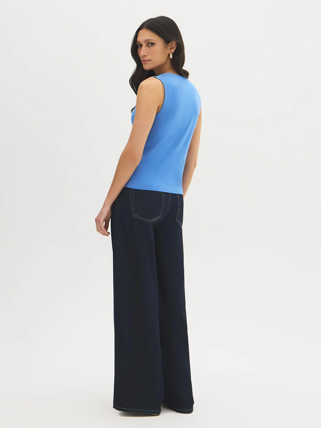 Picot-Trim Square Neck Tank Top