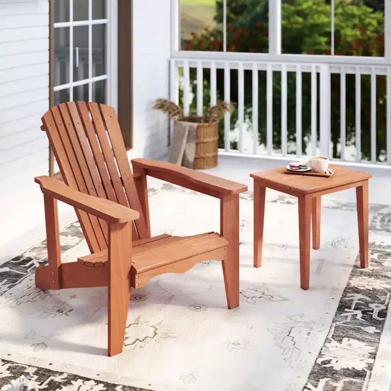 Costway 4PCS Solid Wood Garden Chair w/ High Backrest Wide Armrests & Contoured Seat