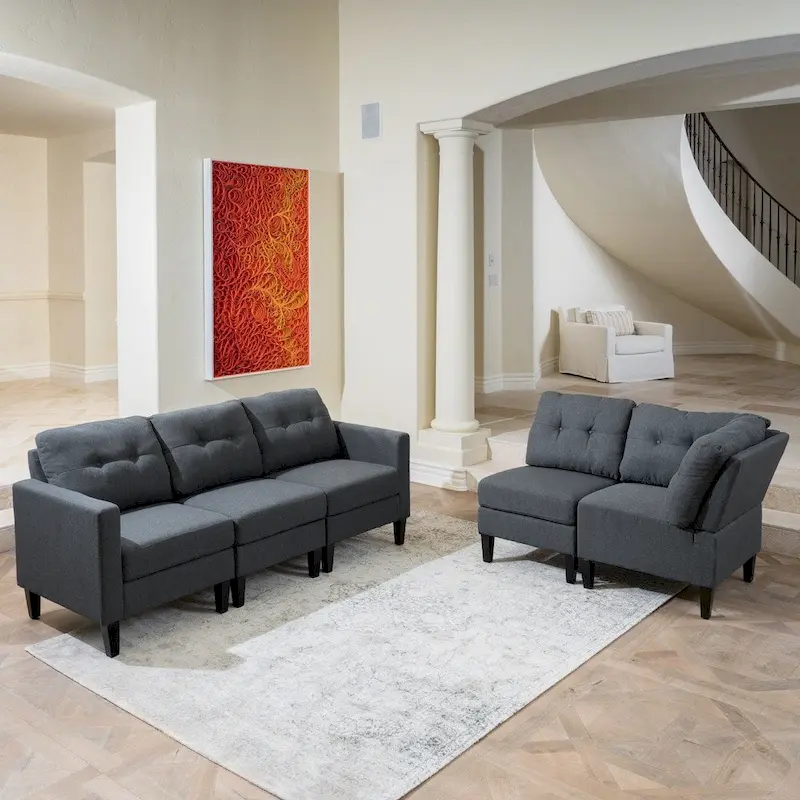 Emmie Mid-century Modern 5-piece Sectional Sofa Set by Christopher Knight Home